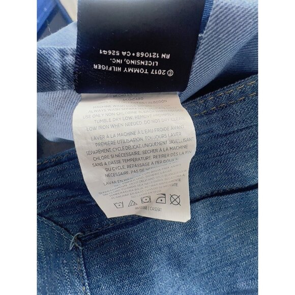 PAIR TOMMY HILFIGER Pillow Shams Standard Denim Blue Flanged Buttons Topstitch - Picture 4 of 13